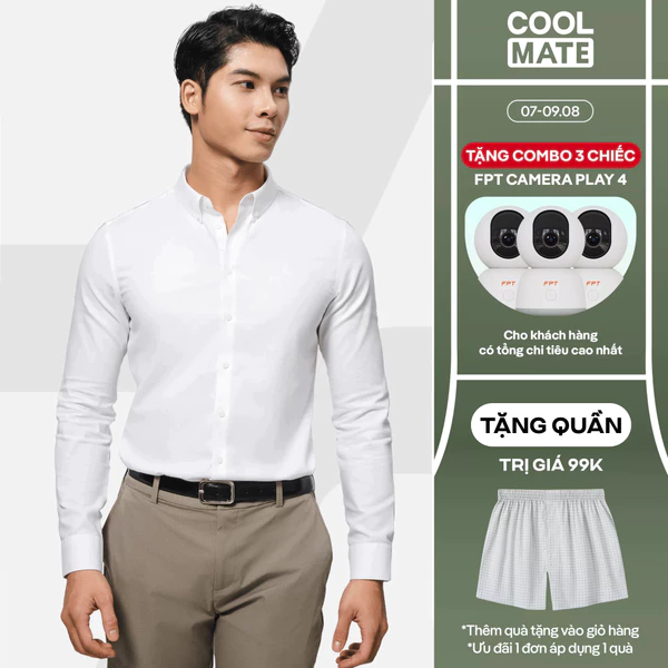 [TẶNG QUẦN 99K]Áo Sơ Mi Nam Dài Tay Premium Dobby mềm mại chống nhăn, Áo đi làm đi chơi dạo phố Coolmate