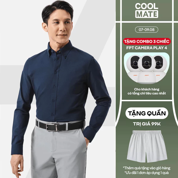 [TẶNG QUẦN 99K]Áo sơ mi nam dài tay Oxford Premium mềm mại chống nhăn, Áo đi làm đi chơi dạo phố Coolmate