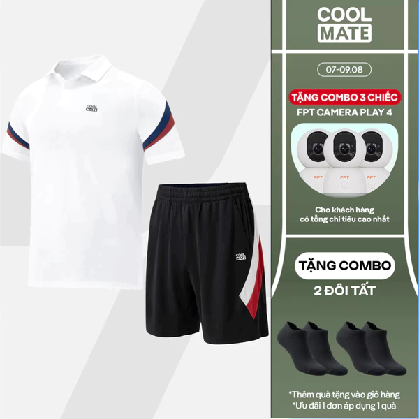 [TẶNG COMBO 2 ĐÔI TẤT]Set đồ thể thao Pickleball Áo Polo Teamwear Promax Sportline short thoáng khí Coolmate