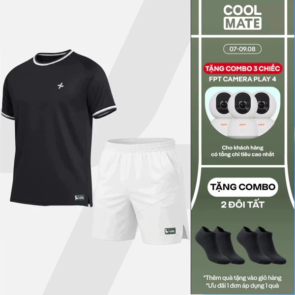 [TẶNG COMBO 2 ĐÔI TẤT]Set đồ bộ thể thao nam Pickleball Áo và Quần Dink Shot Thoáng khí Thấm hút tốt Coolmate