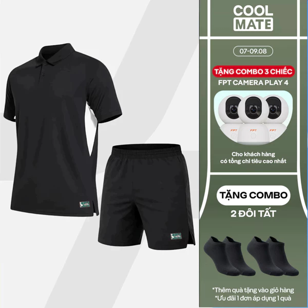 [TẶNG COMBO 2 ĐÔI TẤT]Set thể thao nam Pickleball Áo Polo Baseline +Quần Smash Shot thoáng khí thấm hút tốt Coolmate