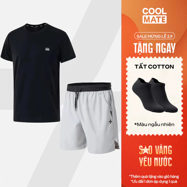 [TẶNG TẤT]Set thể thao nam Áo Thun Promax-S1 + Quần 6 inch đai siêu co giãn, set Pickleball Coolmate