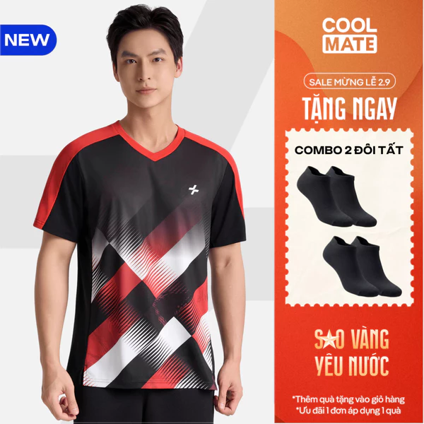 [TẶNG COMBO 2 TẤT]Áo thun Tshirt cầu lông nam Graphic Slash Smash Energy chất mát lạnh, thoáng khí, nhanh khô Coolmate