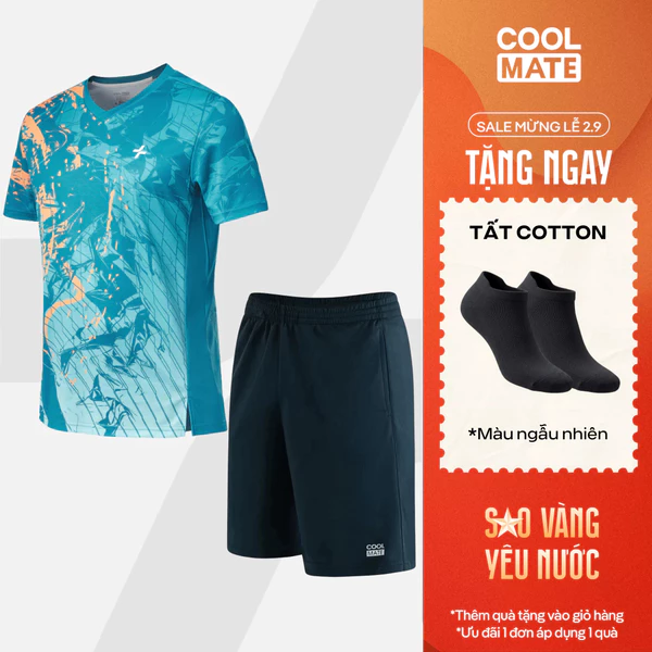 [TẶNG TẤT]Set thể thao cầu lông pickleball tennis nam Áo IN Abstract Graphic thoải mái Coolmate