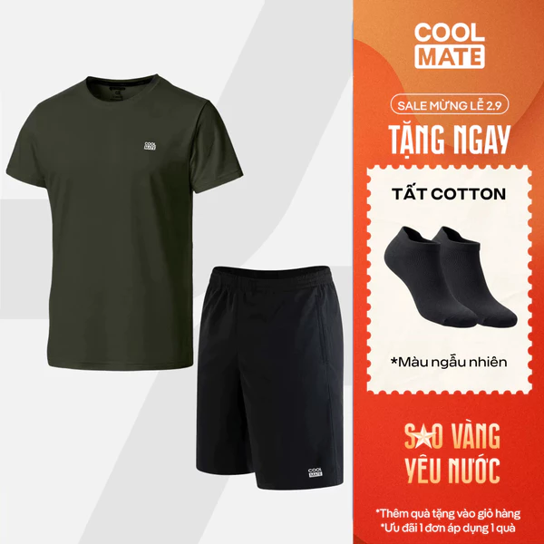 [TẶNG TẤT]Set bộ đồ thể thao nam Promax Pickleball, Tennis, tập Gym Áo thun và quần Thoáng khí Coolmate