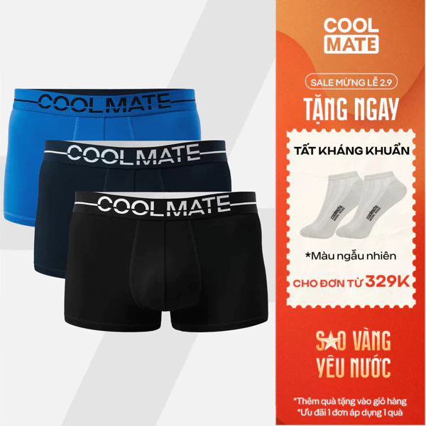 [TẶNG TẤT ĐƠN 329K]Combo 3 Quần lót Nam Trunk Ex-Comfort Modern Bamboo mềm mại kháng khuẩn Coolmate