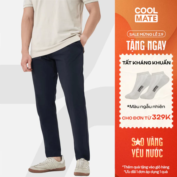 [TẶNG TẤT ĐƠN 329K]Quần dài nam Daily Pants sợi Sorona, nhuộm Cleandye siêu nhẹ chống nhăn chống tia UV - Coolmate