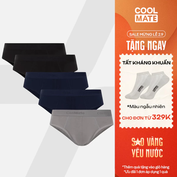 [TẶNG TẤT ĐƠN 329K]Combo 5 quần lót nam tam giác Cotton Coolmate (màu ngẫu nhiên)