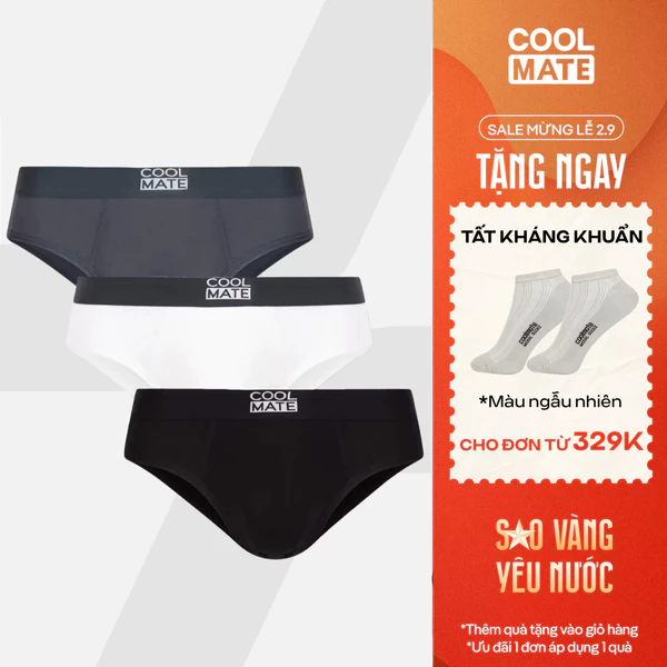 [TẶNG TẤT ĐƠN 329K]Combo 3 Quần lót tam giác nam BRIEF BAMBOO mềm mại, thấm hút, kháng khuẩn Coolmate