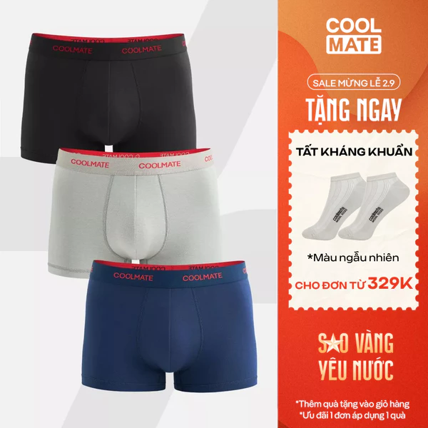 [TẶNG TẤT ĐƠN 329K][BẢN GIỚI HẠN]Combo 03 quần lót nam Trunk Bamboo Prosper, Fortune kháng khuẩn Coolmate