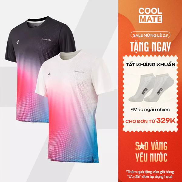 [TẶNG TẤT ĐƠN 329K]Combo 2 Áo thun thể thao chạy bộ AirRush Gradient thấm hút tốt thoáng khí Coolmate