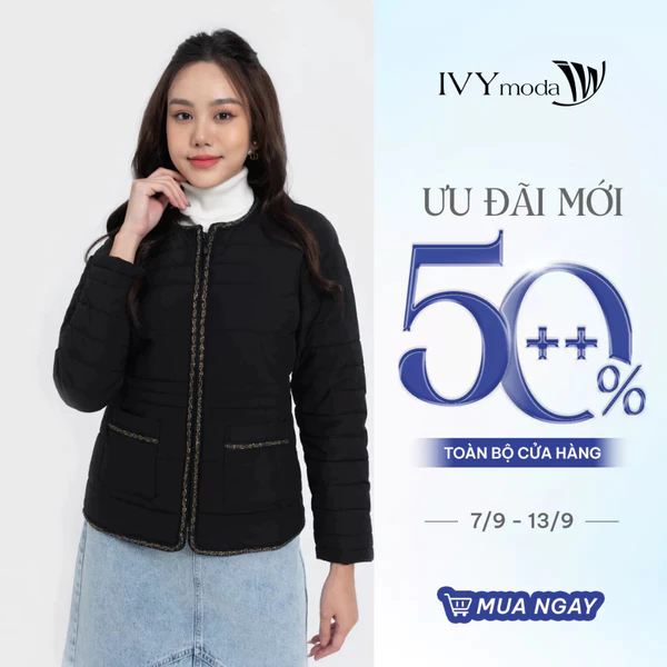 Áo phao chần bông viền vặn thừng nữ IVY moda MS 70B8885