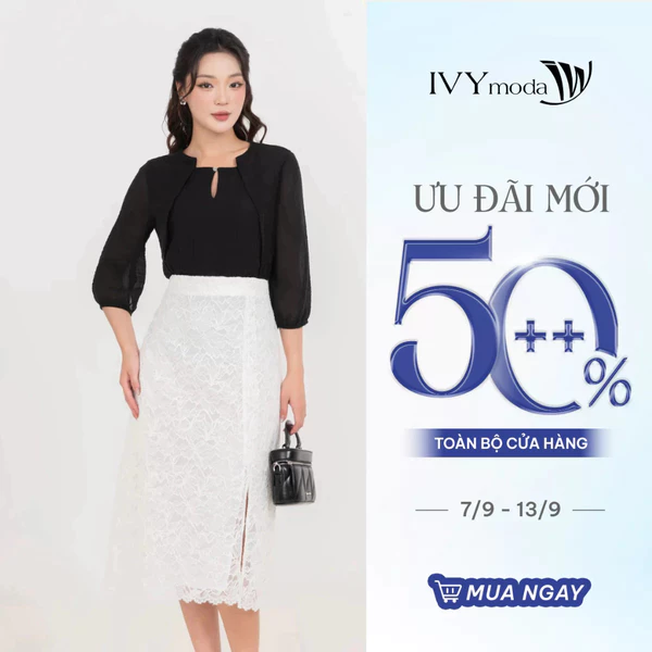 Áo sơ mi nữ dáng suông tay lửng, áo sơ mi công sở dạo phố IVY moda MS 17M9368