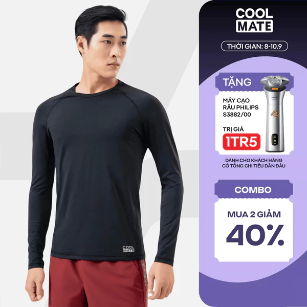 [MUA 2 GIẢM 40%]Áo thun nam dài tay powerfit thể thao co giãn, thấm hút áo dài tay pickleball tập gym Coolmate