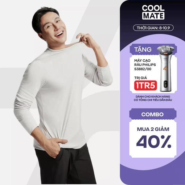 [MUA 2 GIẢM 40%]Áo giữ nhiệt Nam ExWarm Cổ thấp mềm mại, co giãn giữ ấm tốt, áo dài tay thu đông COOLMATE