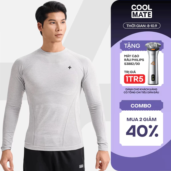 [MUA 2 GIẢM 40%]Áo thun nam dài tay Training Seamless Body Mapping mềm mại, áo pickleball co giãn thấm hút Coolmate