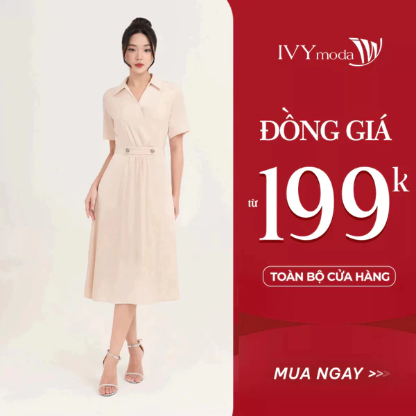 Rustic dress - Đầm xòe cổ đức nữ IVY moda MS 48M8726