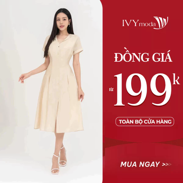 Light Spring Midi Dress - Đầm lụa cổ kiểu nữ IVY moda MS 48M8705