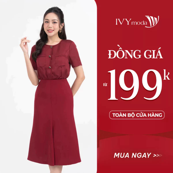 Đầm lụa đuôi cá nữ, đầm công sở dạo phố nữ IVY moda MS 48M8404