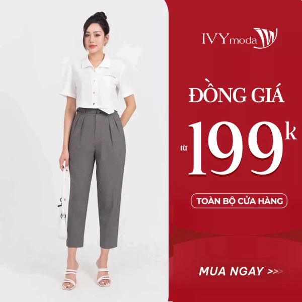 Quần baggy nữ phối đai IVY moda MS 22M7779