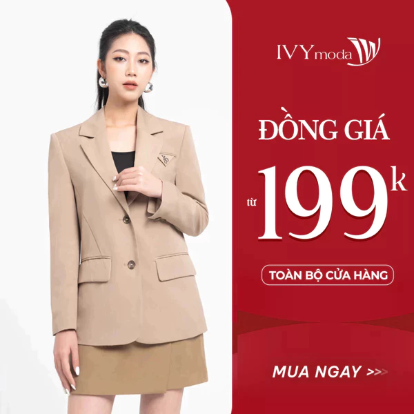 Áo blazer cách điệu khuy sau, áo vest dáng dài nữ IVY moda MS 67B9474