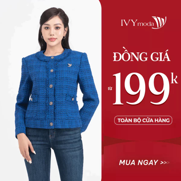 Áo Vest dạ Tweed Otis cổ tròn, Áo vest nữ IVY moda MS 67M8578