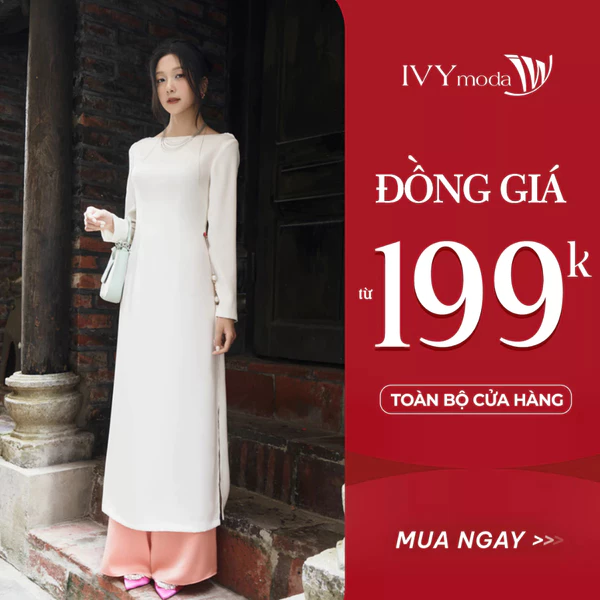 Áo dài lụa Diễm An - Bạch Nguyệt, Áo dài Tết nữ (tăng 1 size) IVY moda MS 86M8644