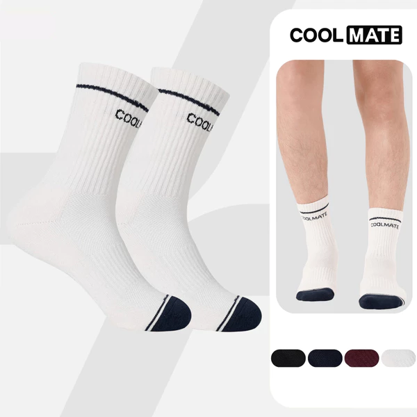 [MUA 2 GIẢM 5%]Tất/Vớ cổ trung nam nữ Unisex co giãn, bền bỉ, nhanh khô Coolmate