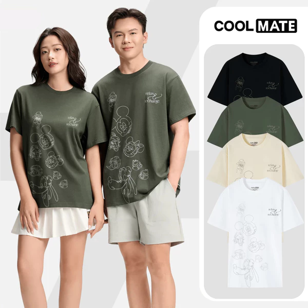 [MUA 3 GIẢM 12%][BST MIRL]Áo thun nam nữ 100% Cotton Relaxed Fit IN Floating Mickey & Friends - Áo đôi Coolmate