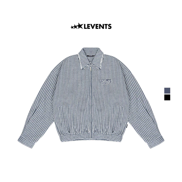 Áo Khoác Levents Striped Boxy Khaki Jacket Poly Pha Cotton Cứng Cáp