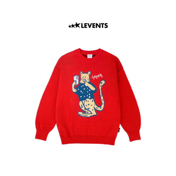 Áo Sweater Len Levents "My Animals" Series Panther/ Red Oversized