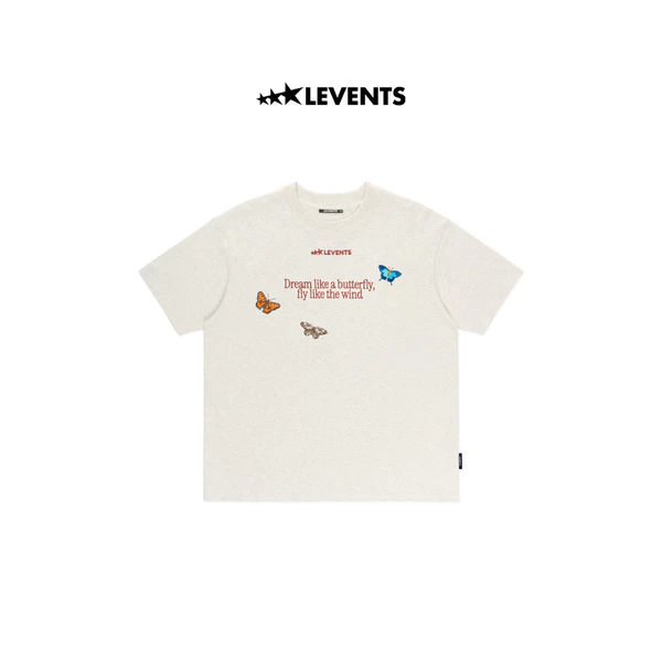 Áo Thun Levents Butterfly Oversized Tee/ Grey 100% Cotton T-shirt Unisex