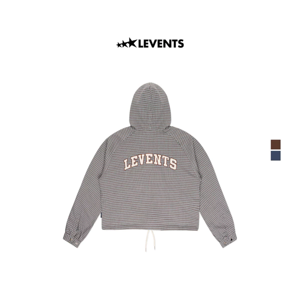 Áo Zipper Hoodie Boxy Levents Plaid Kẻ Sọc Caro Hopsack