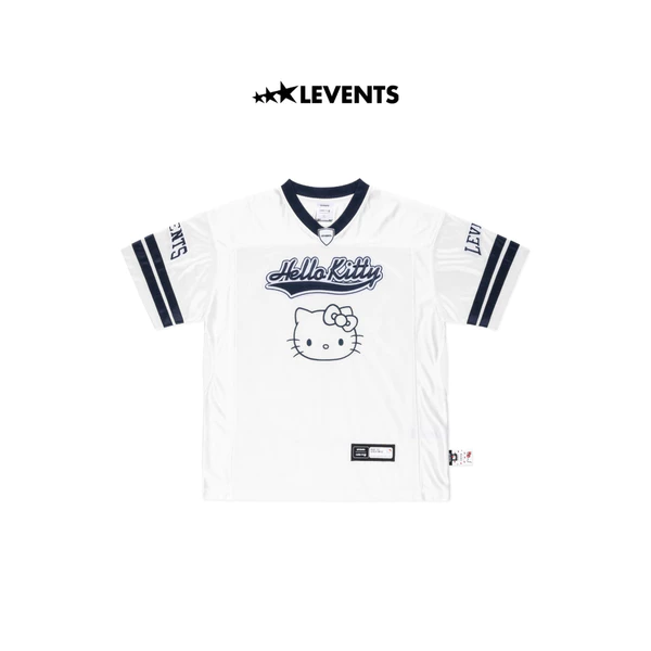 Levents® x Hello Kitty | Áo Jersey Champion Oversized Jersey/ White Thun Lưới Thái Và Tricot Bóng