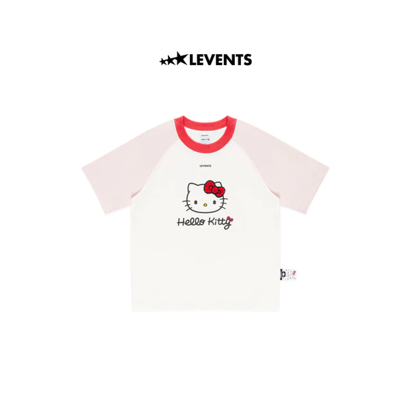 Levents® x Hello Kitty | Áo Thun Regular Icon Raglan Regular Tee/ White 100% Cotton T-shirt