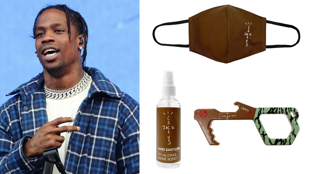 Tạm gác lại sneaker, Travis Scott phát hành khẩu trang và nước sát khuẩn