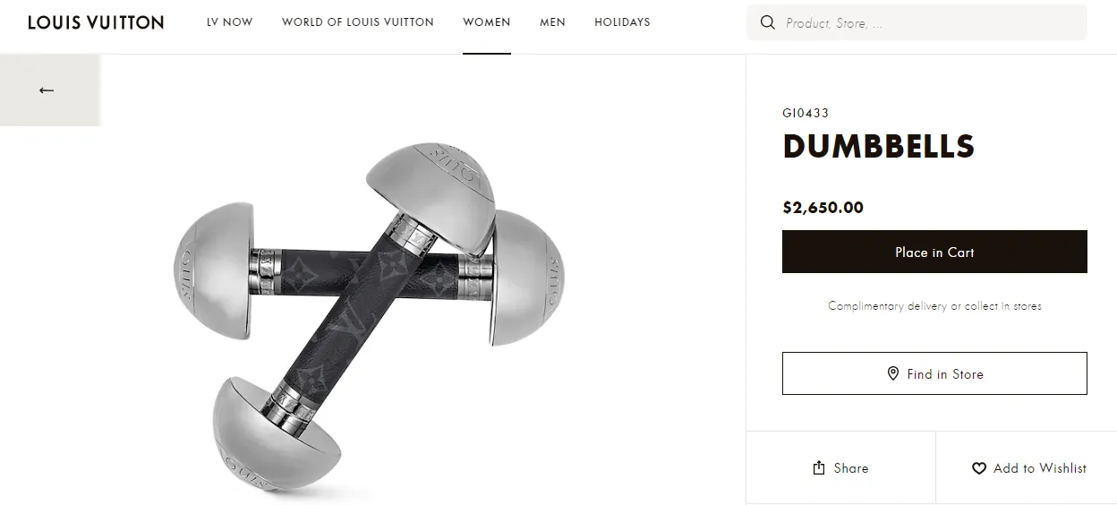 Louis Vuitton hiện còn bán cả tạ tập tay với giá hơn 60 triệu!