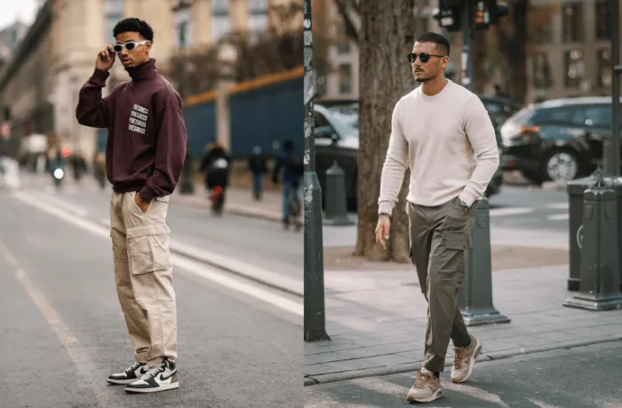 Quần túi hộp phối với áo Sweater