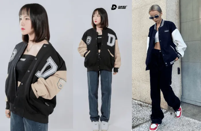 Phối áo khoác Varsity nữ với Quần jeans
