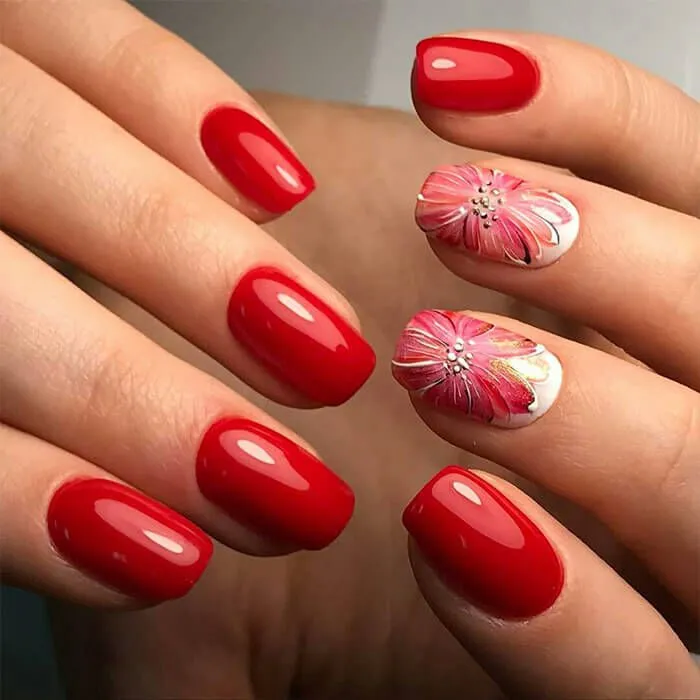 Nail đẹp màu đỏ cam: may mắn