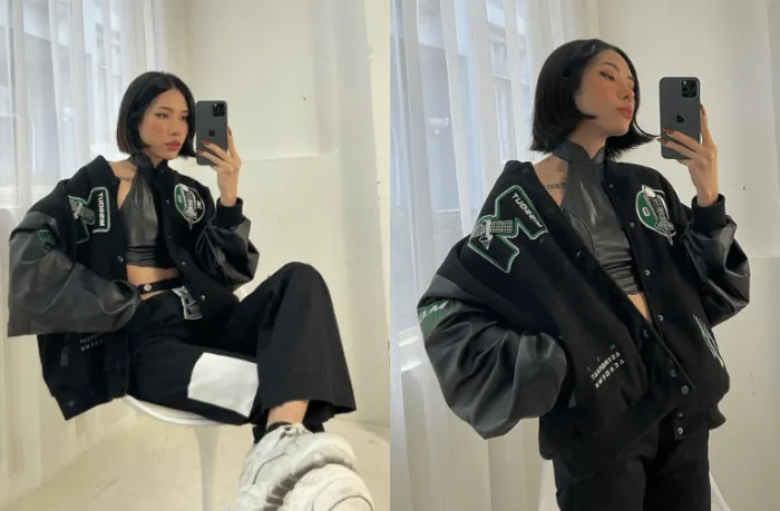 Phối áo khoác bóng chày Varsity với Áo Croptop