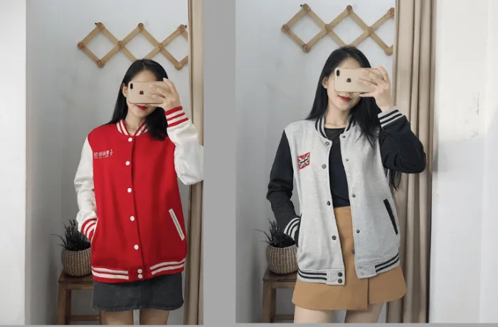 Phối áo khoác Varsity nữ với chân váy