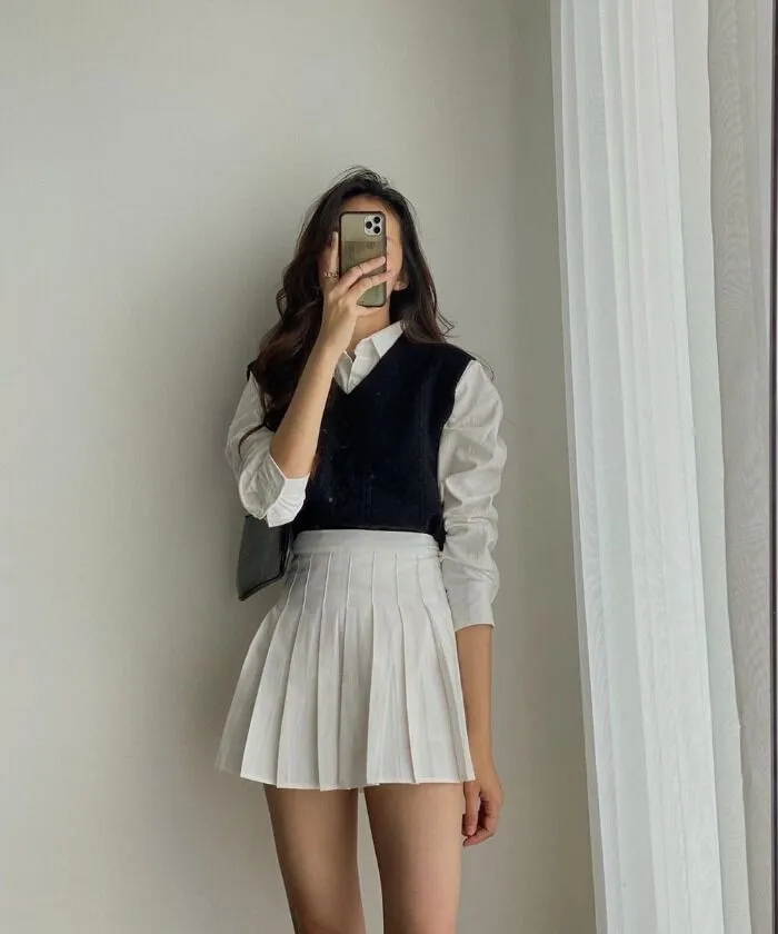 Phối đồ với áo gile nữ cùng áo sơ mi