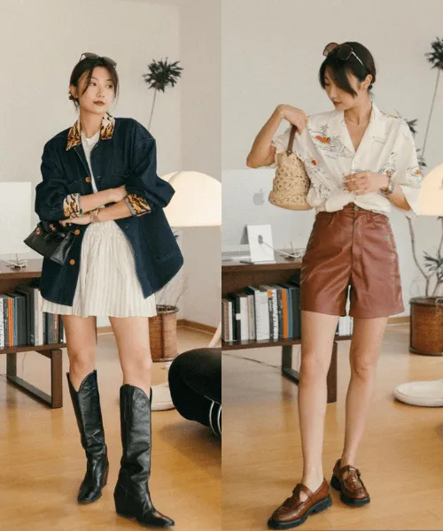 SAVI xây dựng phong cách menswear đa màu sắc với áo blazer form rộng, boots cao cổ với nét nữ tính của chân váy, đầm xếp ly…