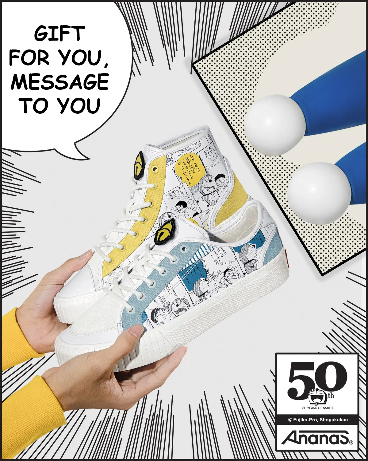 Sống lại tuổi thơ dữ dội với BST giày Ananas x Doraemon cực đáng yêu