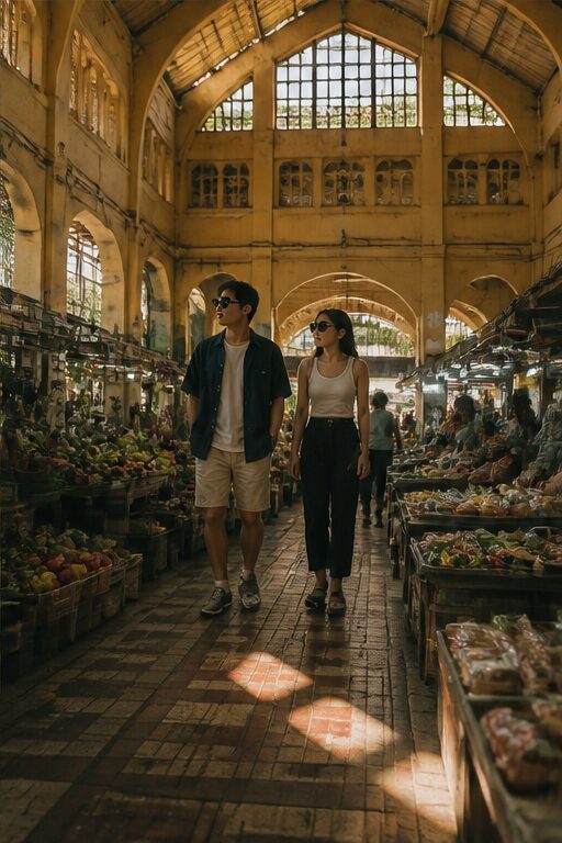 áo sơ mi cộc tay màu be, áo ba lỗ màu be, quần đen, giày thể thao
