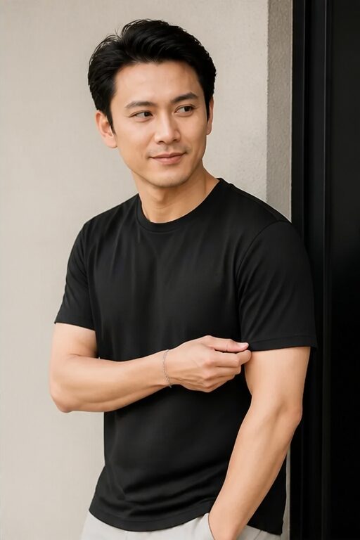 áo thun ngắn tay màu đen, chất liệu cotton