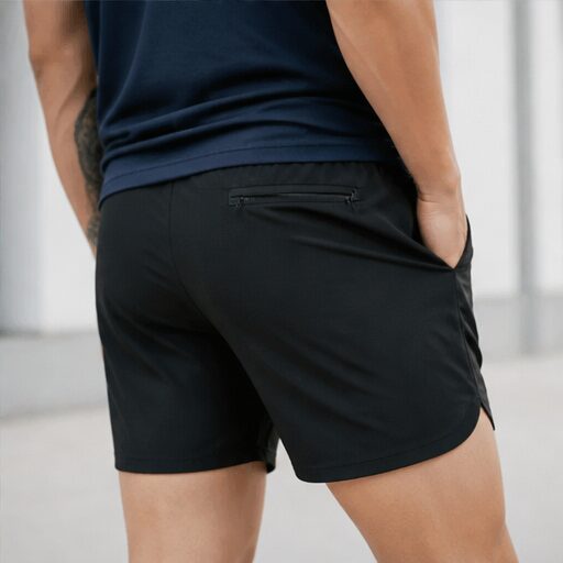 Áo thun polyester xanh navy, quần short polyester đen. — ảnh 4/4