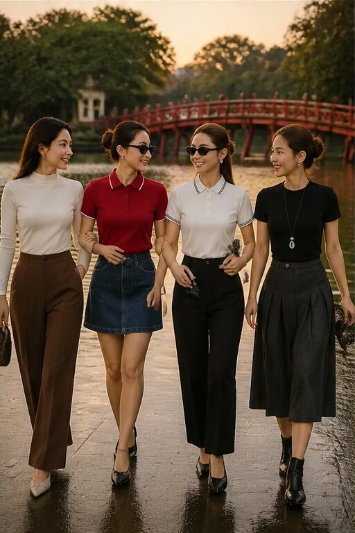 áo polo màu trắng, vải cotton, cổ bẻ, tay ngắn.